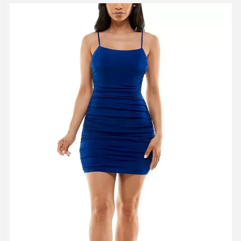 CITY STUDIOS | Junior blue ruched mini dress. Size XXS